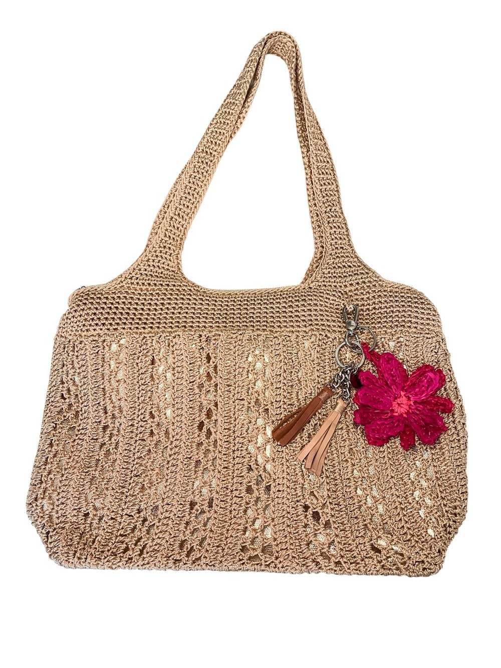 THE SAK Crochet Bamboo Color, Gold Underlay Tote / Shoulder Bag